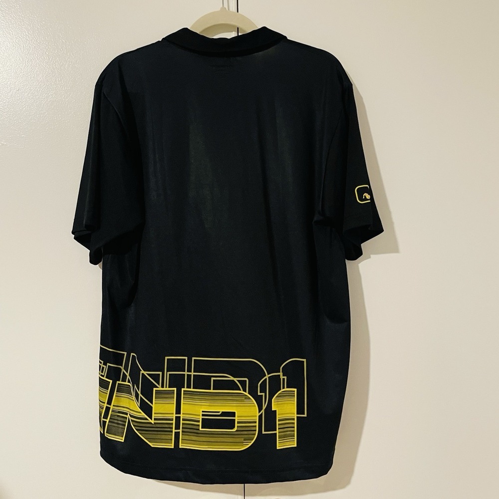 AND1‎ Wrap Around 1  Basketball Polo Shirt Large Yellow and Black Logo - Picture 4 of 10